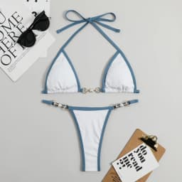 Bikiny s vysokým pasem a mikro bikinami - dvoudílné plavky s tangy, plážové oblečení - náhled 4