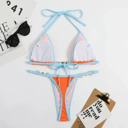 Bikiny s vysokým pasem a mikro bikinami - dvoudílné plavky s tangy, plážové oblečení - náhled 7