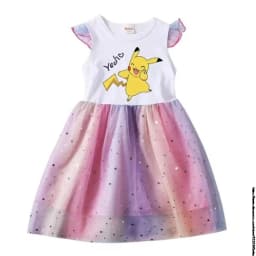 Pikachu Pokémon dívčí letní šaty s krátkým rukávem pro děti, batole, roztomilá postavička, oblečení, dárek - náhled 7