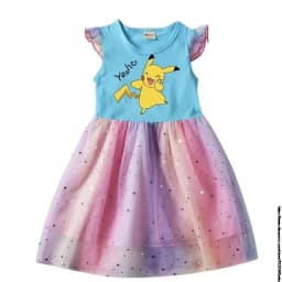 Pikachu Pokémon dívčí letní šaty s krátkým rukávem pro děti, batole, roztomilá postavička, oblečení, dárek - náhled 6