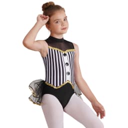 Dívčí latinskoamerický taneční trikot s flitry, jazzovým vystoupením a otevřenými zády, body s tylovou sukní - náhled 5