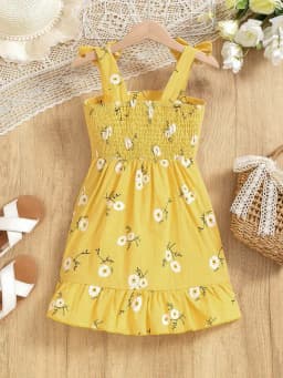 Dívčí červenobílé kostkované letní šaty s květinovými volánky - dětský prázdninový outfit pro věk 4-7 let - náhled 3