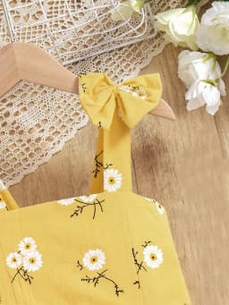 Dívčí červenobílé kostkované letní šaty s květinovými volánky - dětský prázdninový outfit pro věk 4-7 let - náhled 6