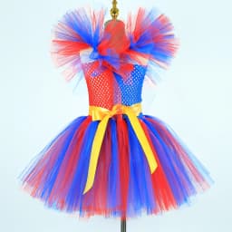 Dětský halloweenský klaunský tutu kostým - digitální cirkusový kostým pro dívky, párty, karnevalový outfit - náhled 7