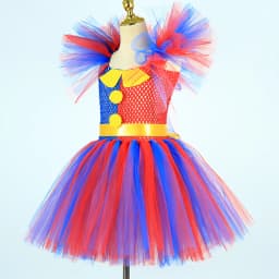 Dětský halloweenský klaunský tutu kostým - digitální cirkusový kostým pro dívky, párty, karnevalový outfit - náhled 6