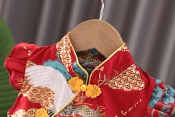 Dívčí tradiční šaty Qipao s letním potiskem, dětské batolecí oblečení pro batolata ve věku 0-6 let - náhled 4