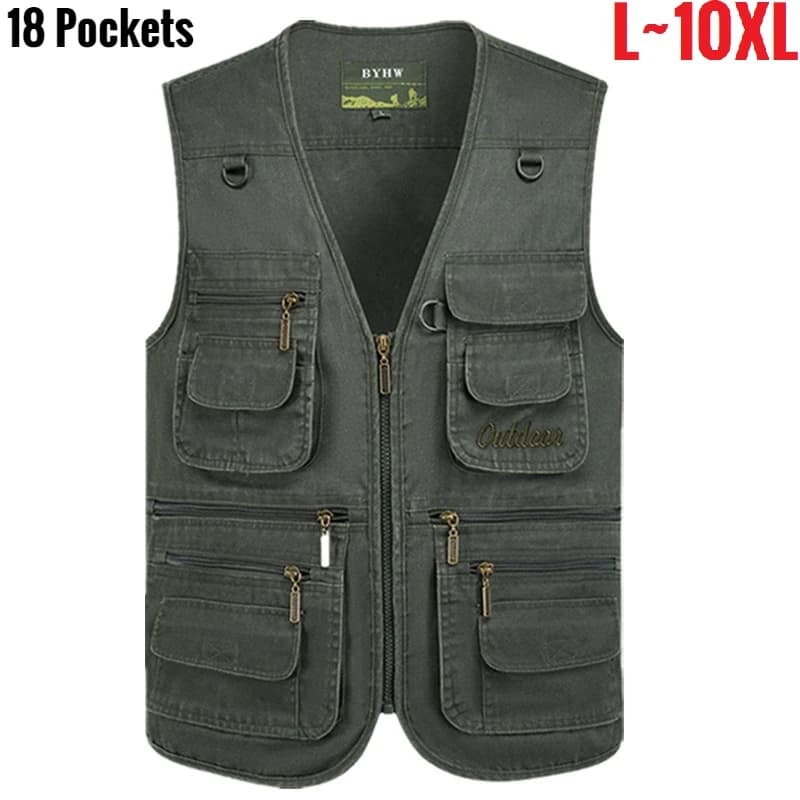 Taktická vesta s více kapsami pro muže, bez rukávů, rybářská pracovní bunda, plus velikost 9XL 10XL, venkovní