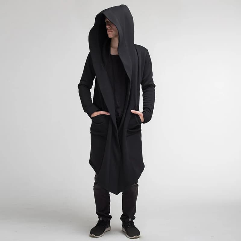 Pánský zimní trenčkot s kapucí a fleecovou podšívkou, větrovka, streetwear styl