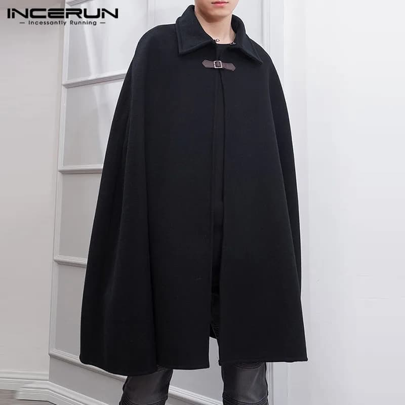 Pánský plášťový kabát s jedním knoflíkem, plášťový trenčkot, ležérní streetwear, pončo, velikost S-5XL