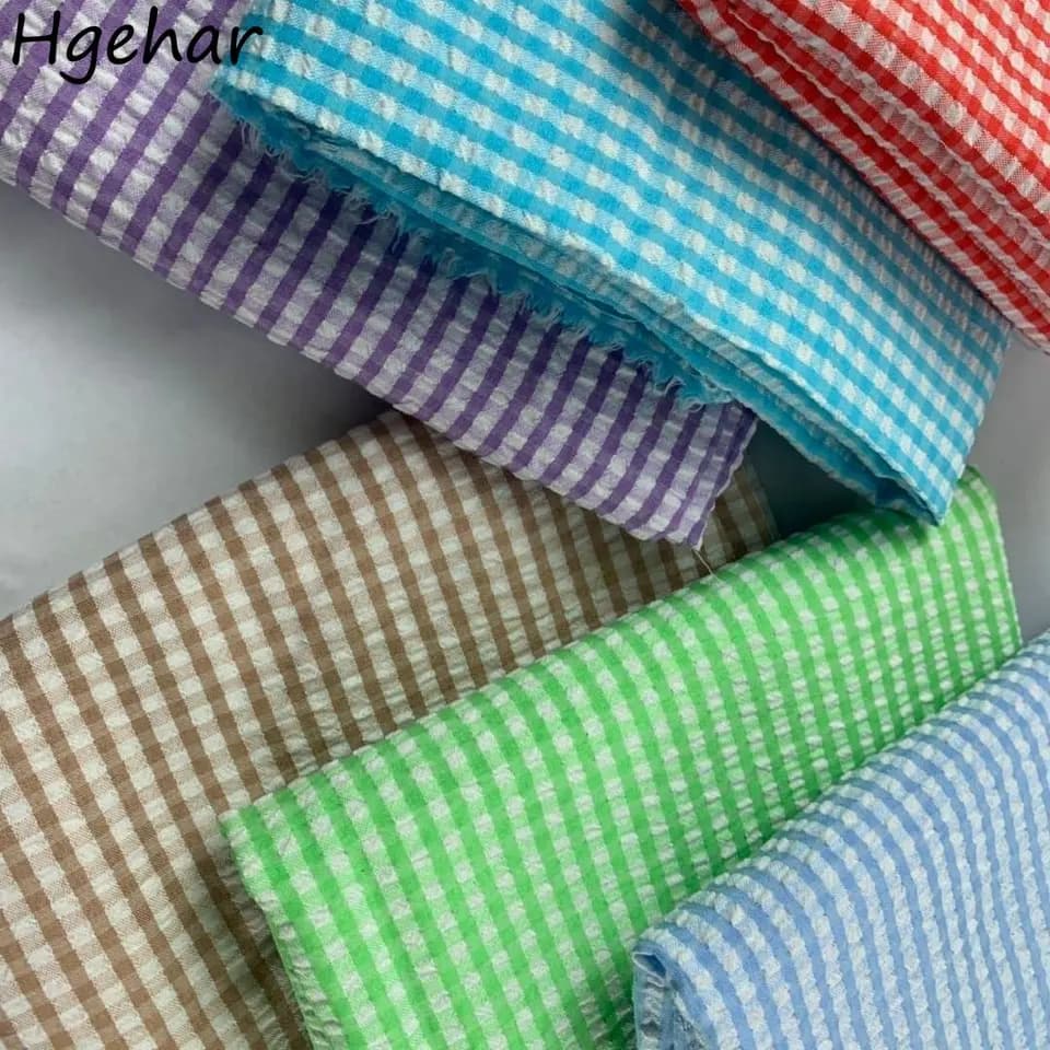 Prodyšná kostkovaná bavlněná látka na letní šaty, košile, DIY šití, patchworkový materiál