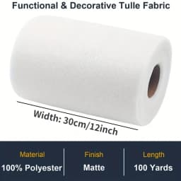 Velká role tylu 12 x 100 yardů bílé látky na svatební párty tutu sukénku, DIY řemeslné dekorace - náhled 3