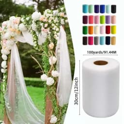 Velká role tylu 12 x 100 yardů bílé látky na svatební párty tutu sukénku, DIY řemeslné dekorace - náhled 2