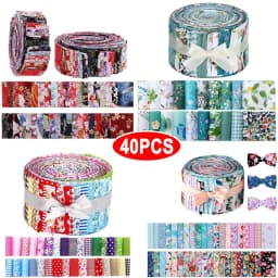 40 ks bavlněných látkových proužků 6,5x25cm květinové patchworkové prošívání šicí DIY řemeslné balení - náhled 2