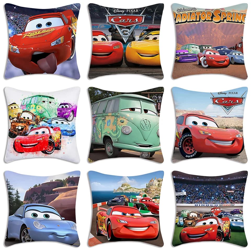 Povlak na polštář s červeným závodním autem do dětské ložnice, obývacího pokoje, pohovky, bytové dekorace