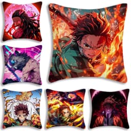 Povlaky na polštáře Demon Slayer Anime - Oboustranné plyšové povlaky na polštáře pro dekoraci domácí pohovky - náhled 2