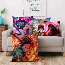 Povlaky na polštáře Demon Slayer Anime - Oboustranné plyšové povlaky na polštáře pro dekoraci domácí pohovky - náhled 3