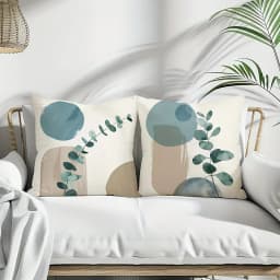 Povlak na polštář s geometrickým vzorem listů - světle modrý minimalistický boho dekorační polštář pro domácnost - náhled 6