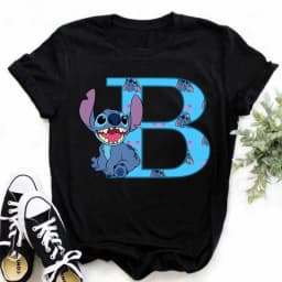 Dámské tričko s potiskem abecedy Lilo Stitch, ležérní letní top, kreslený top ve velikosti Plus Size - náhled 3