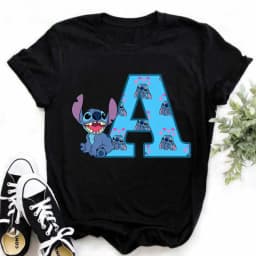 Dámské tričko s potiskem abecedy Lilo Stitch, ležérní letní top, kreslený top ve velikosti Plus Size - náhled 2