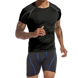 Pánské kompresní běžecké tričko - Atletické, tělocvična, fitness, sportovní, rychleschnoucí, tréninkové, top - náhled 4
