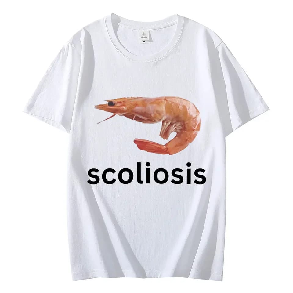 Vtipné tričko s krevetovým meme unisex, ležérní letní krátký rukáv, bavlněné tričko, streetwear top