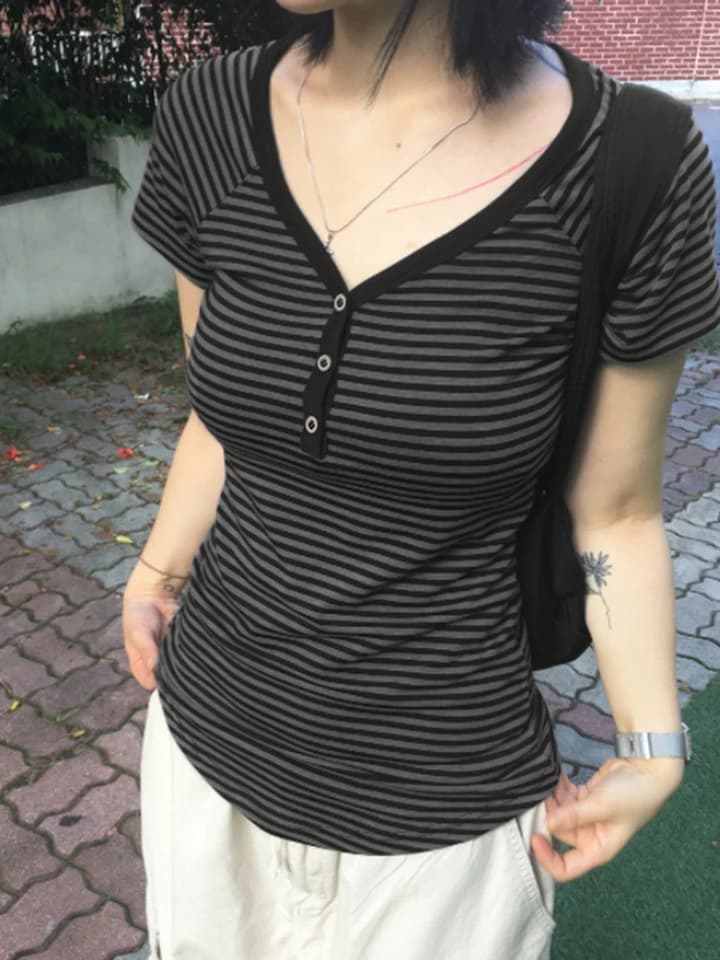 Dámské pruhované patchworkové tričko s krátkým rukávem, úzký střih, ležérní kancelářský top