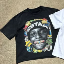 Nadměrné grafické tričko s kresleným potiskem, streetwear, hip hop, goth styl, unisex, krátký rukáv - náhled 3