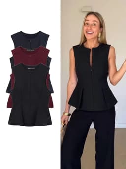 Dámské tílko bez rukávů, vintage o-krk, skládaná vesta, ležérní letní slim fit na zip - náhled 3