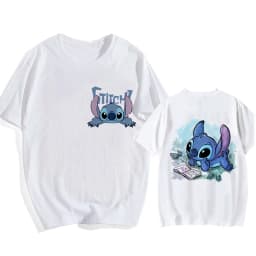 Unisexové tričko s kresleným potiskem Lilo & Stitch, bavlněné tričko ve stylu Y2K, velikost EU - náhled 4