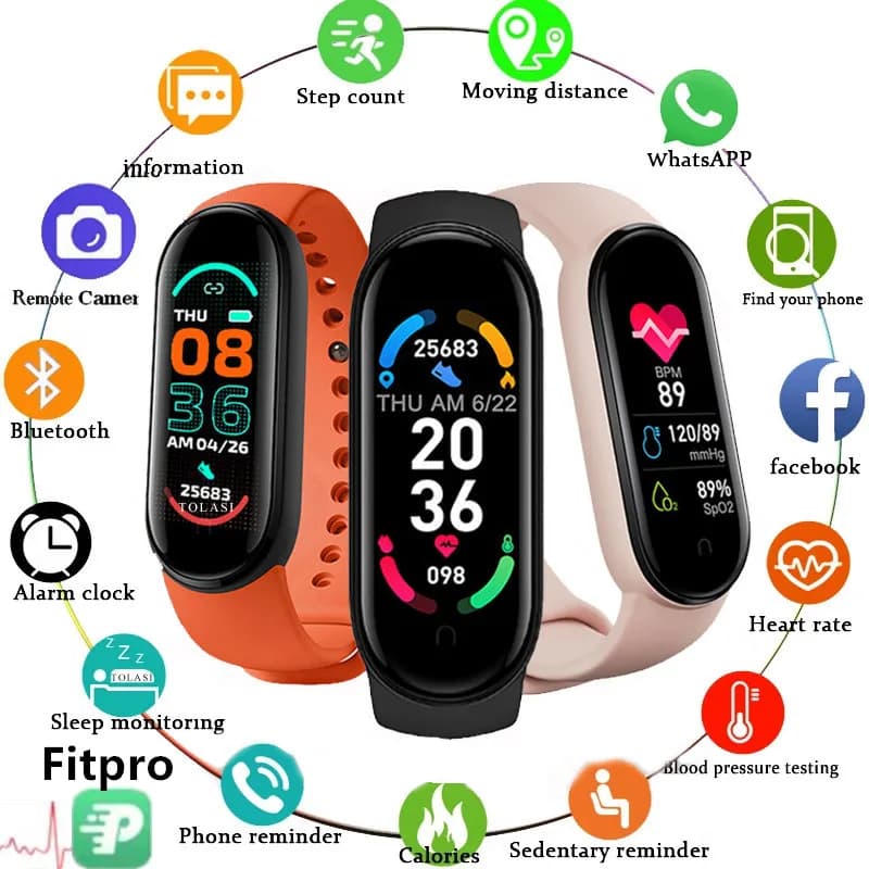 Chytré fitness hodinky s monitorem tepové frekvence a krevního tlaku, vodotěsné, sportovní náramek pro muže a ženy