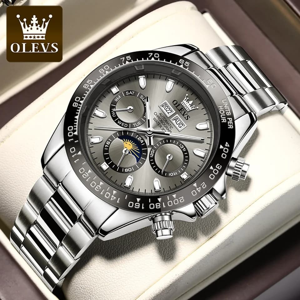 Luxusní pánské automatické mechanické hodinky s chronografem, vodotěsné, světelné datumovky, sportovní