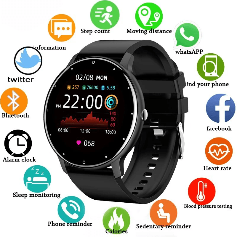 Chytré hodinky s dotykovou obrazovkou, Bluetooth, volání, vodotěsné, sportovní, fitness tracker, IP67, muži a ženy
