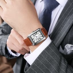 Pánské quartzové hodinky s koženým řemínkem - klasické ležérní náramkové hodinky pro muže - náhled 6