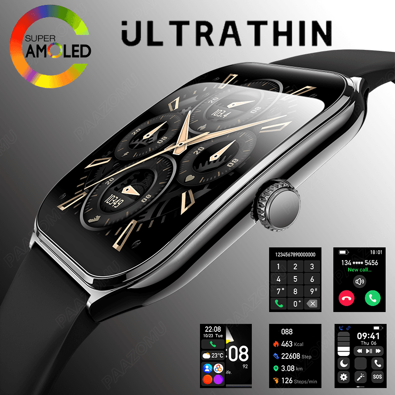 Ultra tenké chytré hodinky 1,96 AMOLED HD displej Vždy zapnuté připomenutí hovoru Fitness tracker