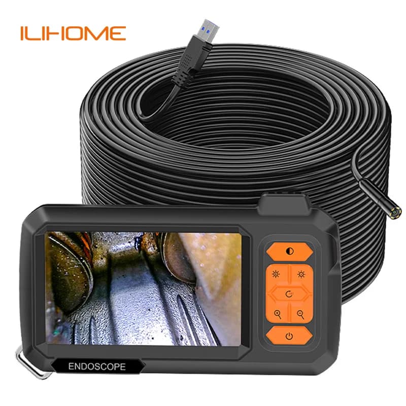 HD boroskopická kamera 4,3" obrazovka 8mm objektiv endoskop pro kontrolu potrubí USB kabel 1080P LED