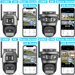 20MP venkovní WiFi bezpečnostní kamera 10K HD trojitý objektiv PTZ IP kamera 10x zoom AI detekce osob - náhled 3
