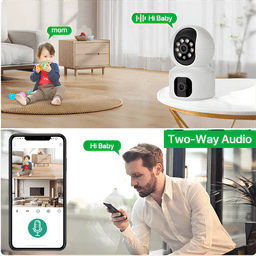 8MP WiFi bezpečnostní kamera s dvojitým objektivem, noční vidění, dětská chůvička, sledování osob, inteligentní domácí dohled - náhled 5