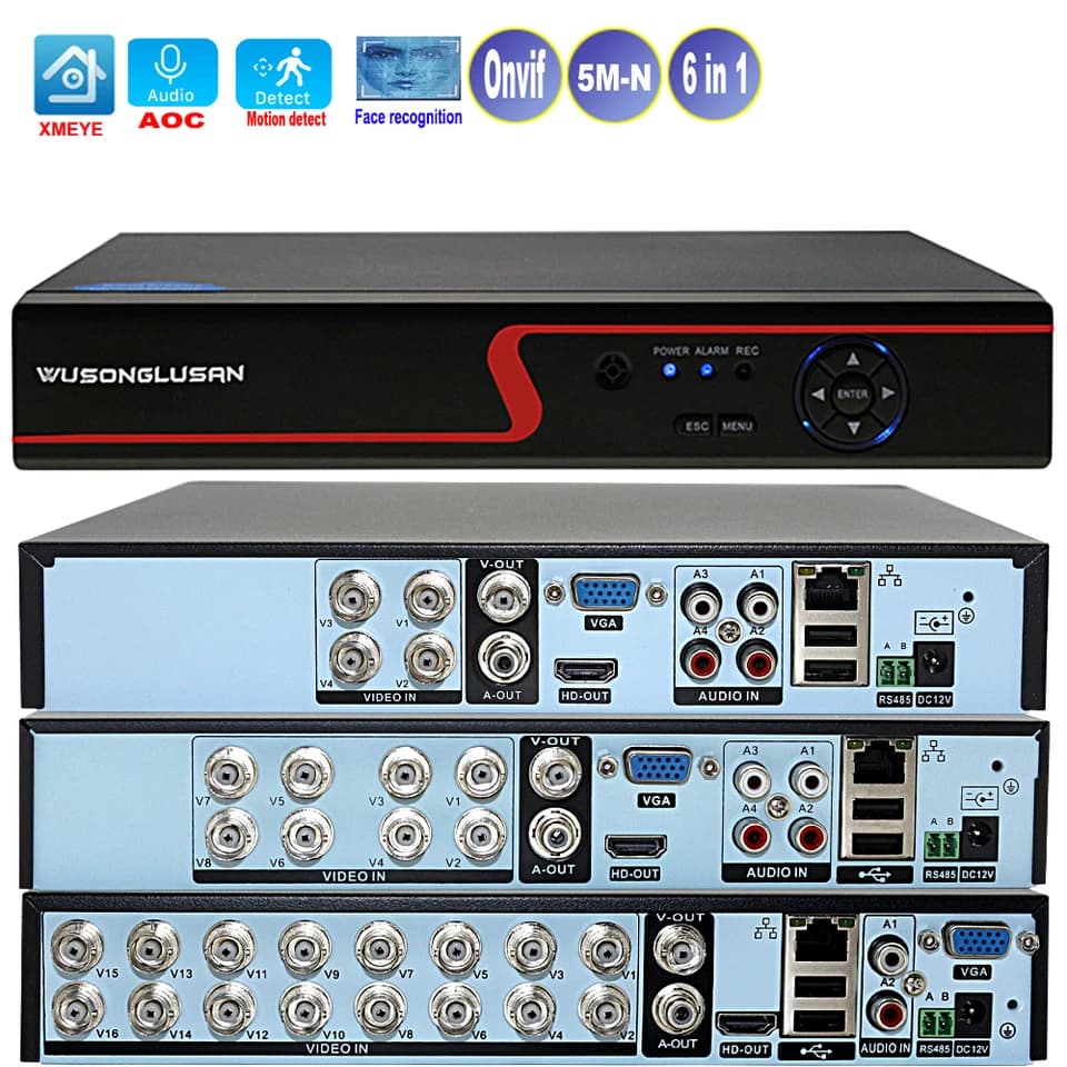 5MP 4-16kanálový DVR NVR bezpečnostní kamerový systém 1080P videorekordér CCTV