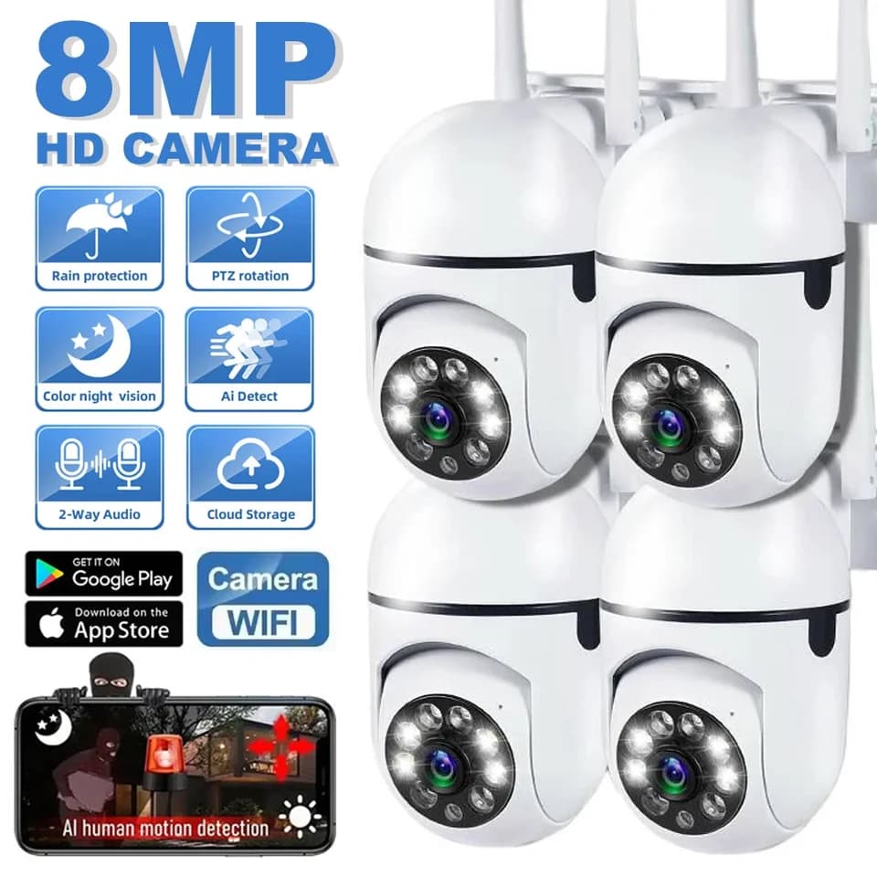 8MP WiFi bezpečnostní kamera PTZ bezdrátová IP kamera 8x zoom AI sledování osob obousměrný zvuk noční vidění