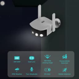 4K WiFi bezpečnostní kamera s dvojitým objektivem, 180° širokoúhlý záběr, AI detekce osob, vnitřní a venkovní dohled - náhled 3