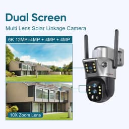 12MP solární bezpečnostní kamera 4G WiFi duální obrazovka 10x zoom 6K trojitý objektiv sledování osob venkovní - náhled 4
