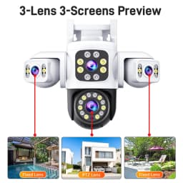 6K 12MP venkovní WiFi bezpečnostní kamera s trojitým objektivem, PTZ 360° vodotěsná CCTV kamera - náhled 4
