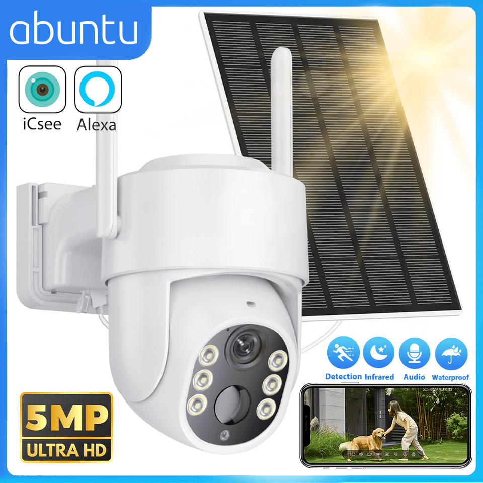 5MP HD solární bezdrátová bezpečnostní kamera, venkovní WiFi, 7800mAh baterie, 365denní pohotovostní režim, dohled