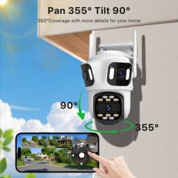 4K WiFi bezpečnostní kamera s dvojitým objektivem, automatické sledování, 15MP PTZ kamera, venkovní HD - náhled 6