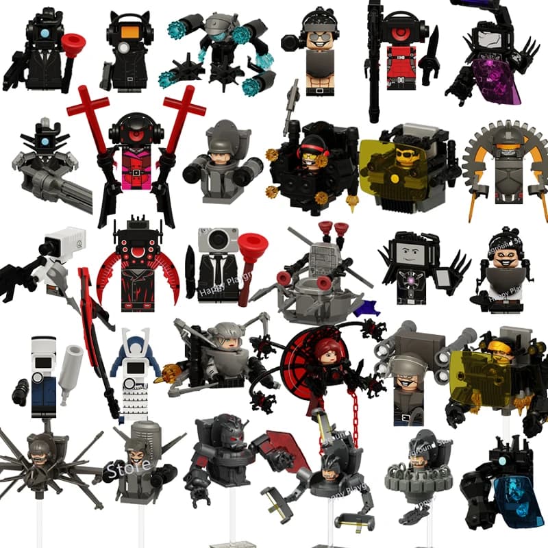 Skibidi Toilet Akční figurky Stavebnice Sada - Kameraman Speakerman Titan Hračky Dětský dárek