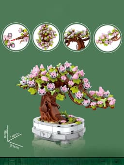 462dílná sada stavebních bloků s bonsajovými stromy s třešňovým květem, DIY kreativní rostlina, květinová dekorace, dárková hračka - náhled 4