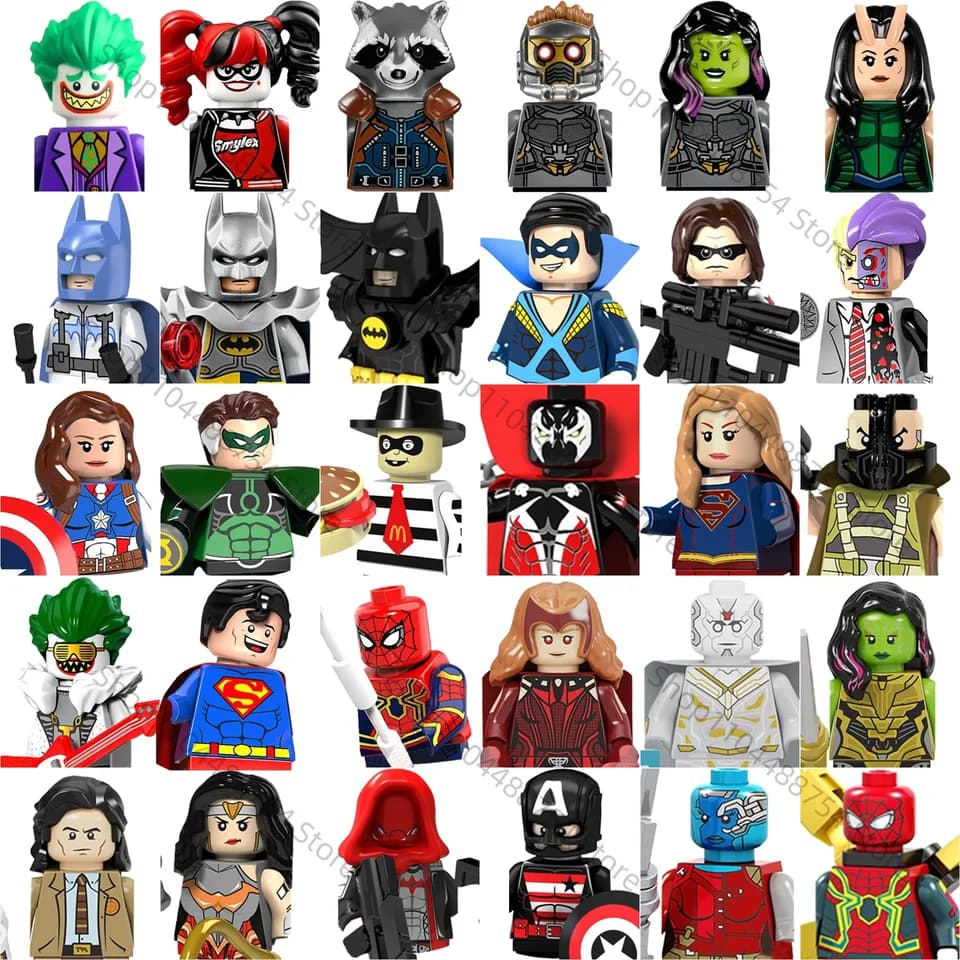 Sada miniaturních stavebnic superhrdinů - klasické filmové postavy, vzdělávací hračka pro děti