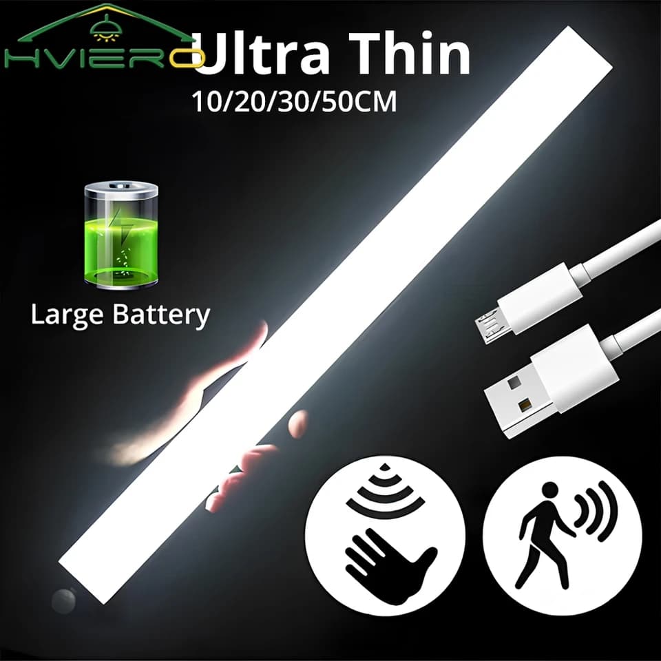 Bezdrátové pohybové LED noční světlo s USB dobíjecí magnetickou lampou do kuchyně
