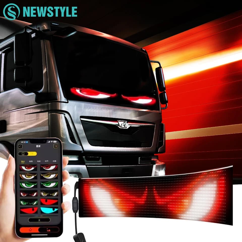 Inteligentní LED maticový displej s osvětlením automobilového panelu s ovládáním aplikací a programovatelným posouváním zpráv