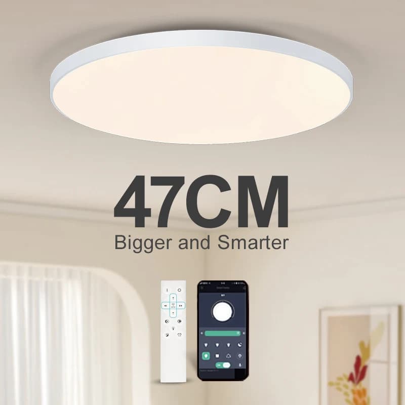 Velké LED stropní světlo s dálkovým ovládáním, stmívatelné, inteligentní lampa do ložnice a obývacího pokoje